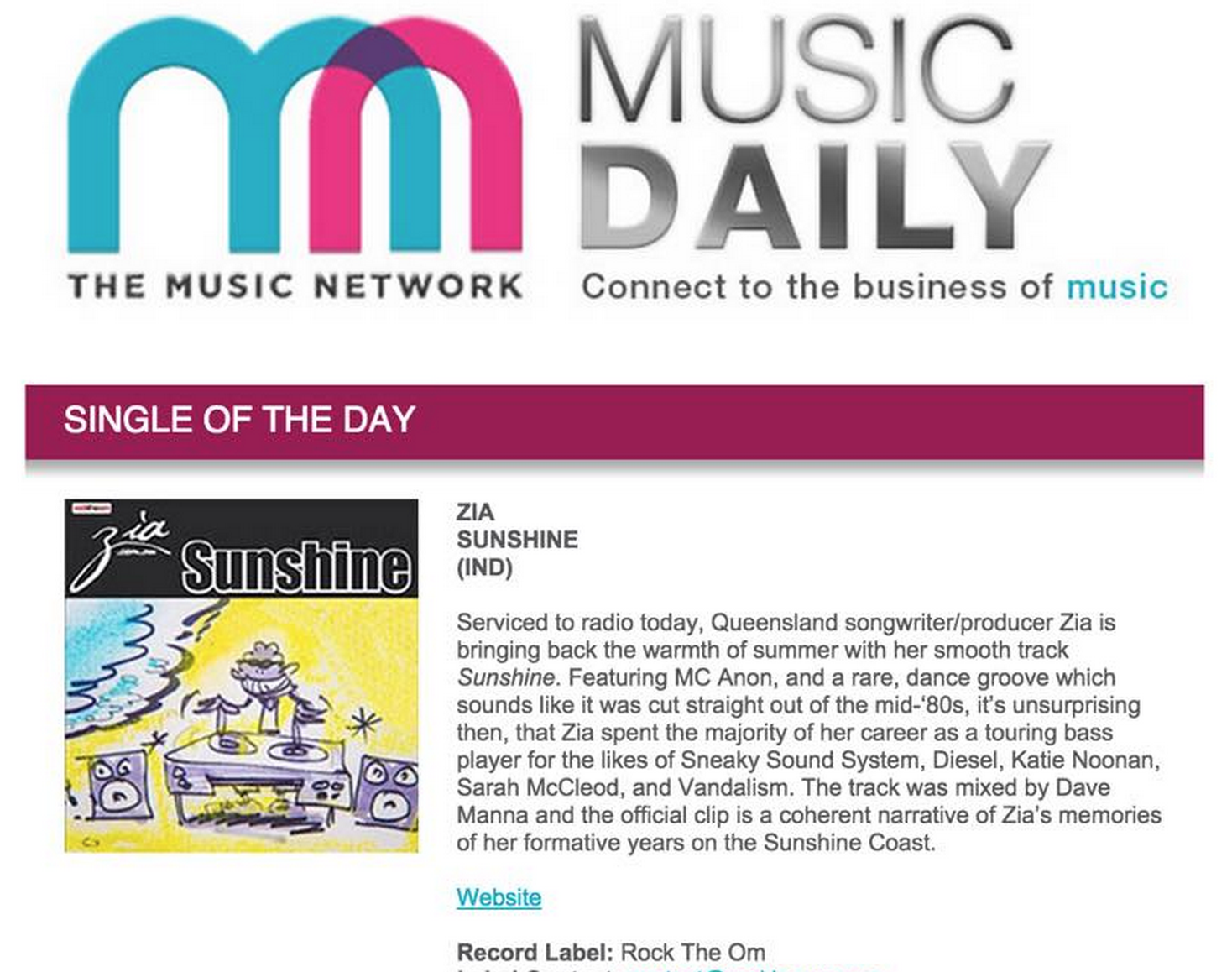 'Sunshine' - SINGLE OF THE DAY